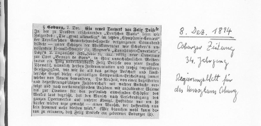 Coburger Zeitung (8 Dez. 1894): Oper Bertran de Born 