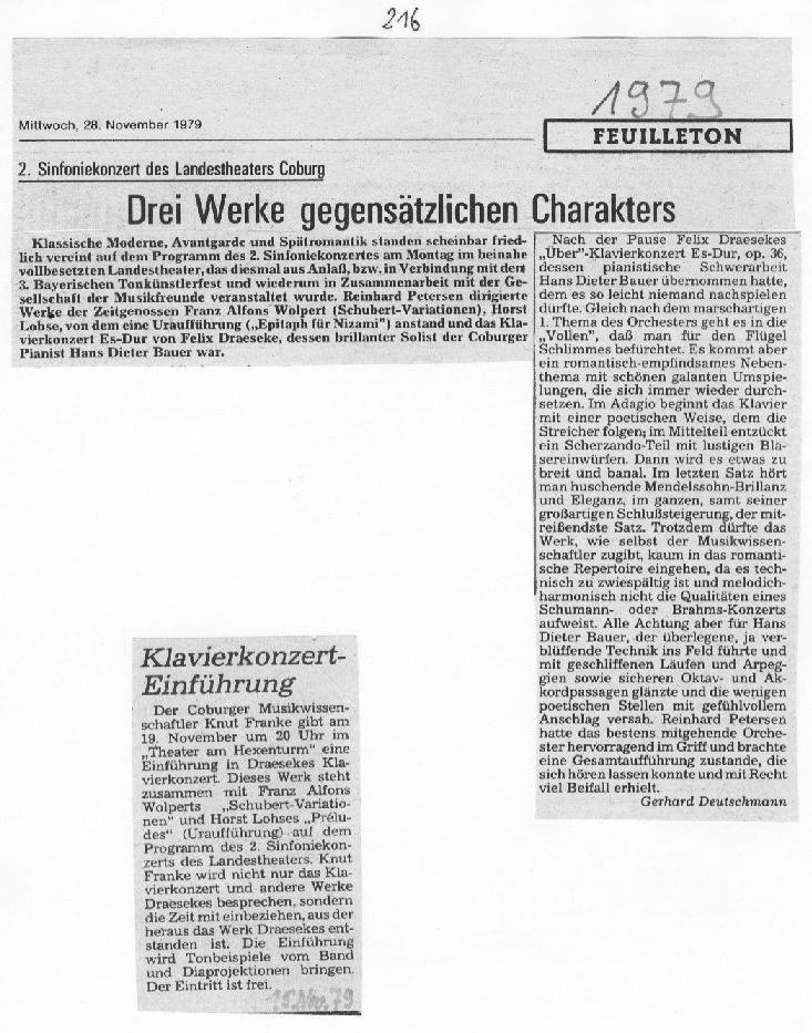 Klavierkonzert Es-dur, op.56 am 26 Nov 1979 im Landestheater