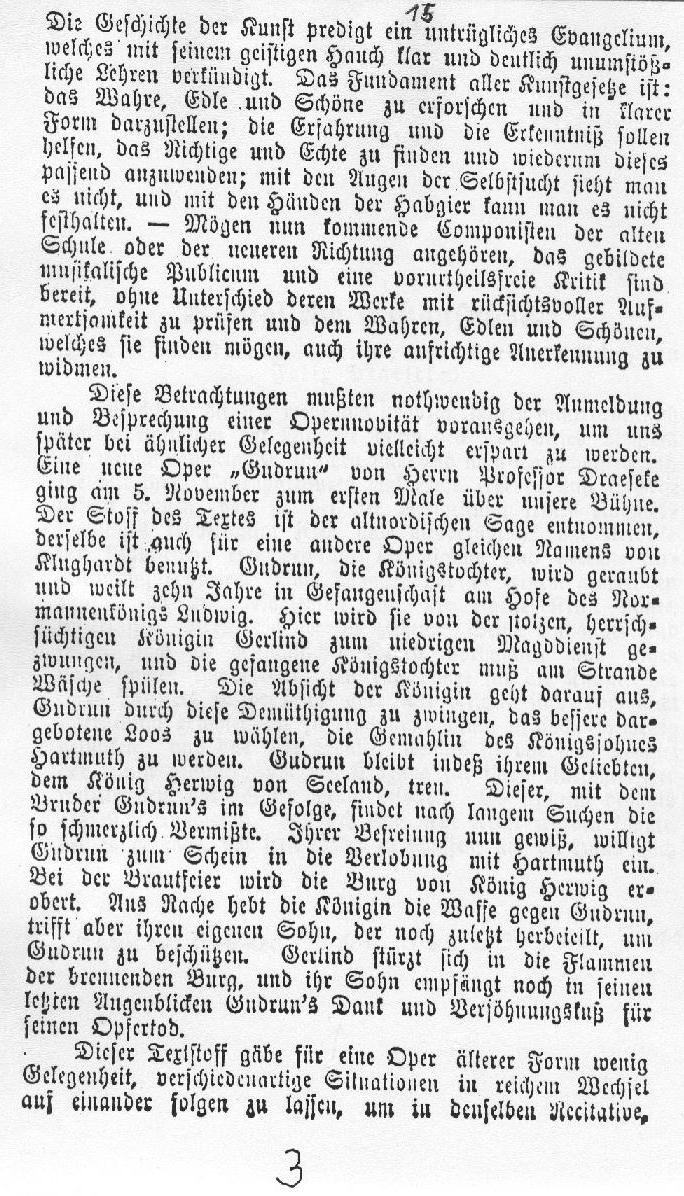 Über die Oper "Gudrun" Hannoverscher Courier (7 Nov 1884) 