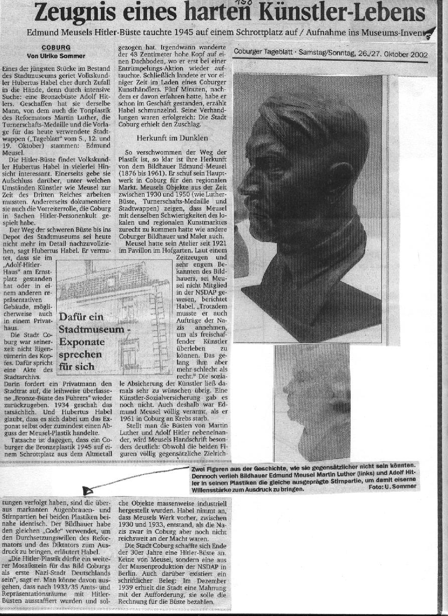 Edmund Meusel Adolf Hitler bust 1945