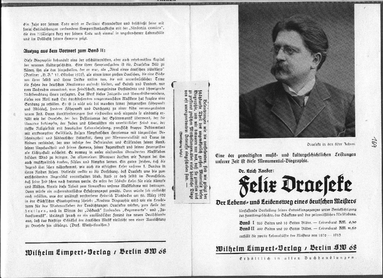 Zur Draeseke Biographie von Erich Roeder 