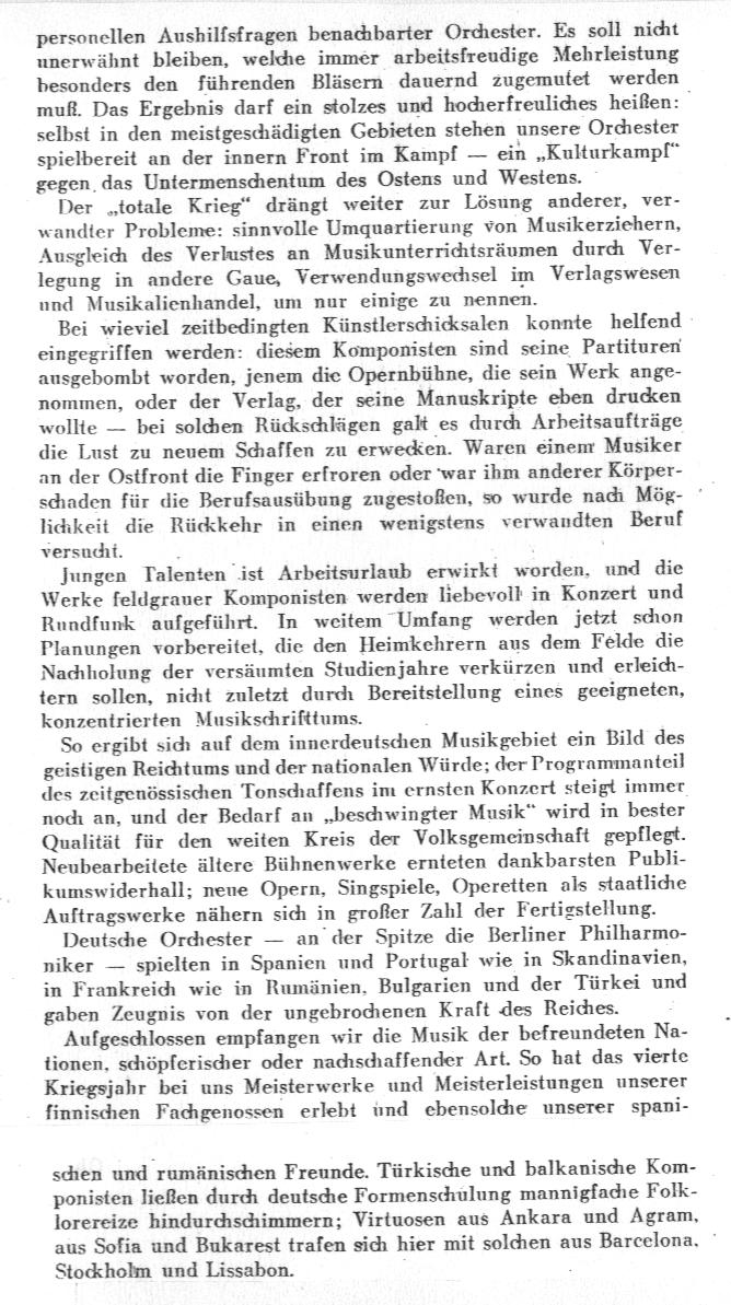Heinz Drewes: "Das deutsche Musikleben an der Schwelle des fünften Kriegsjahres" Jahrbuch der deutschen Musik 1944, s. 40