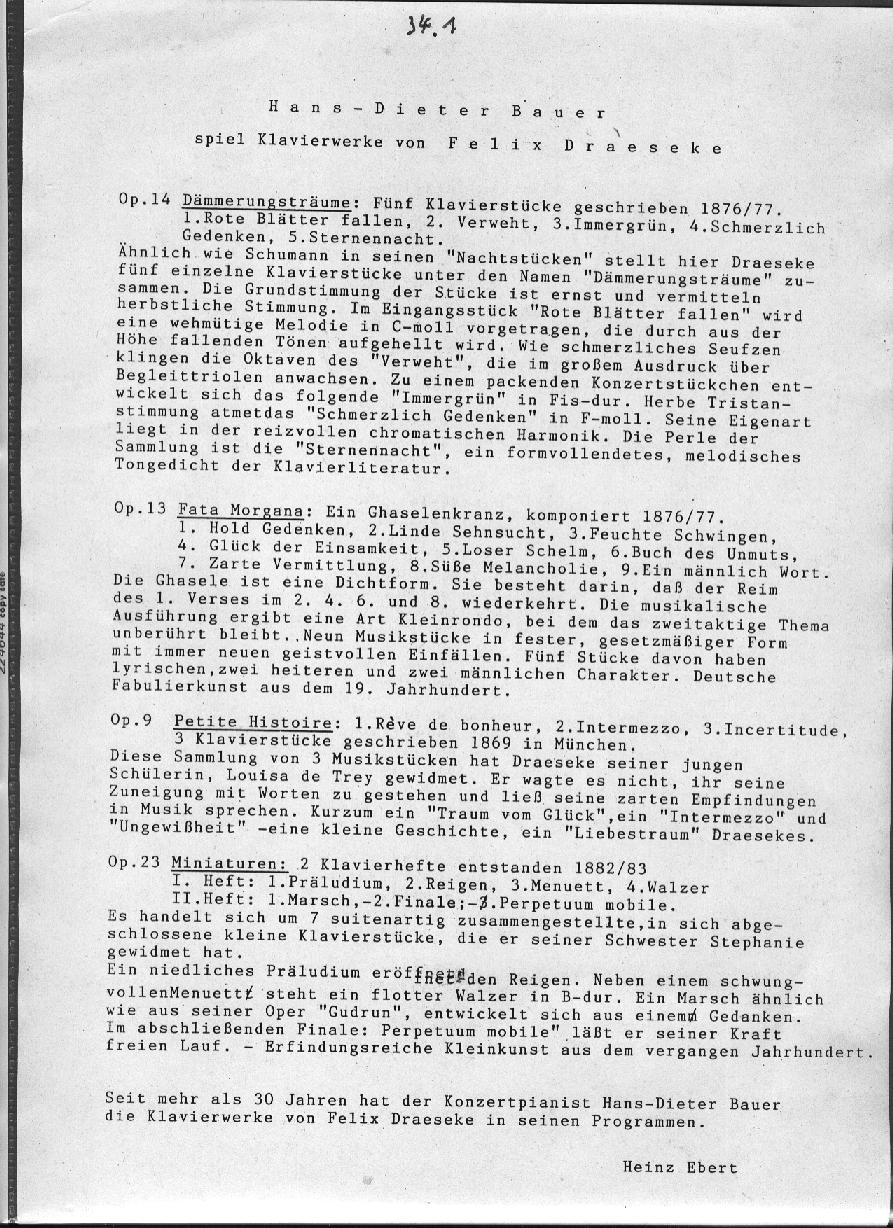 Konzertprogramm: Hans-Dieter Bauer - Klavierwerke von Draeseke im Festsaal des Kongreßhauses Coburg (6 Apr 1963) 