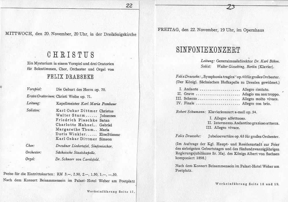 Felix Draeseke: Centennial Concerts in Dresden 1935 