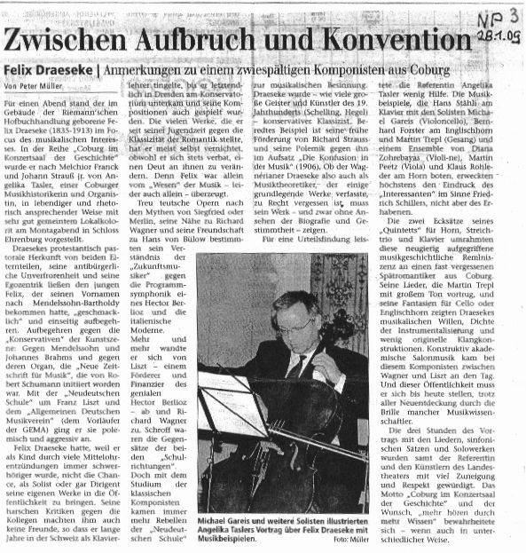 Felix Draeseke Concert: Coburg, 26 January 2009 [Neue Presse 28 Jan 2009]