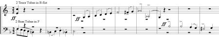 Example 3. Jubel-Ouvertüre: 7 mm. after rehearsal no. 9 - Click for larger version.